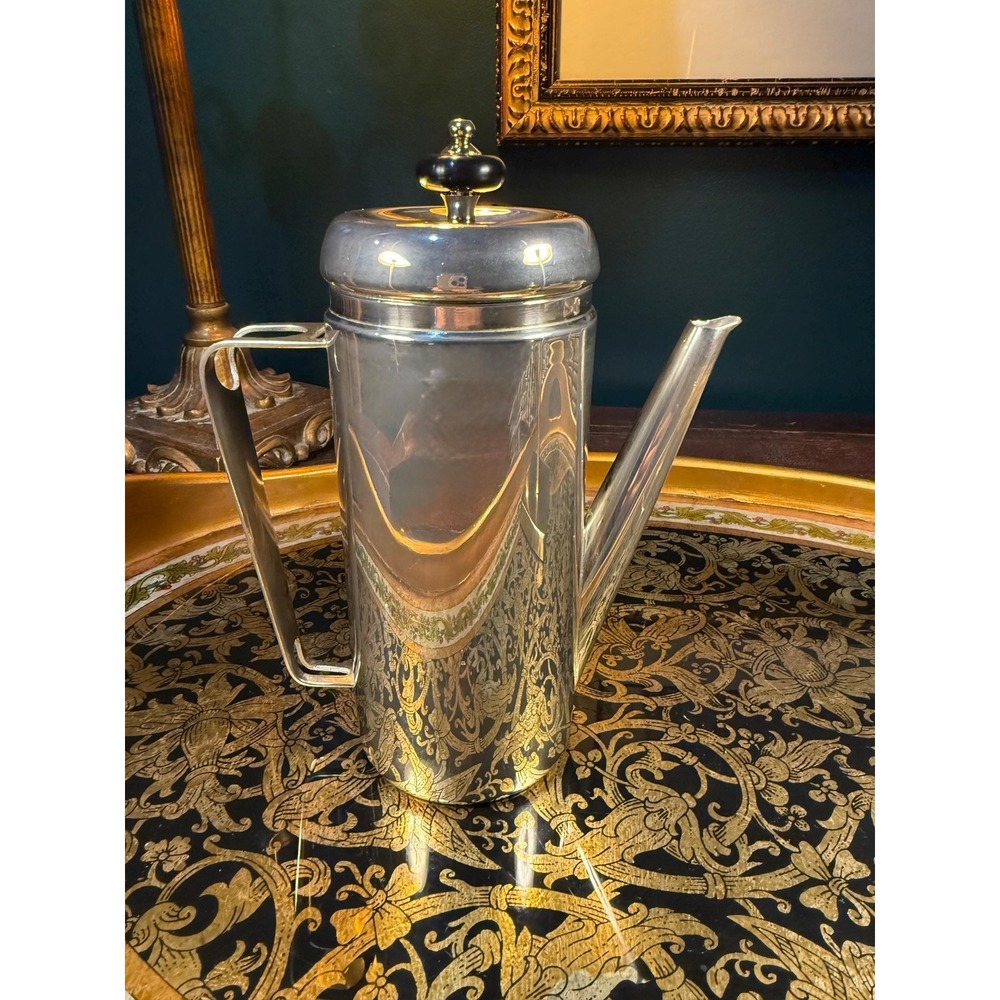 1930s Art Deco Silver Plated Coffee Pot: Bakelite & Brass Finial - Picture 11 of 11